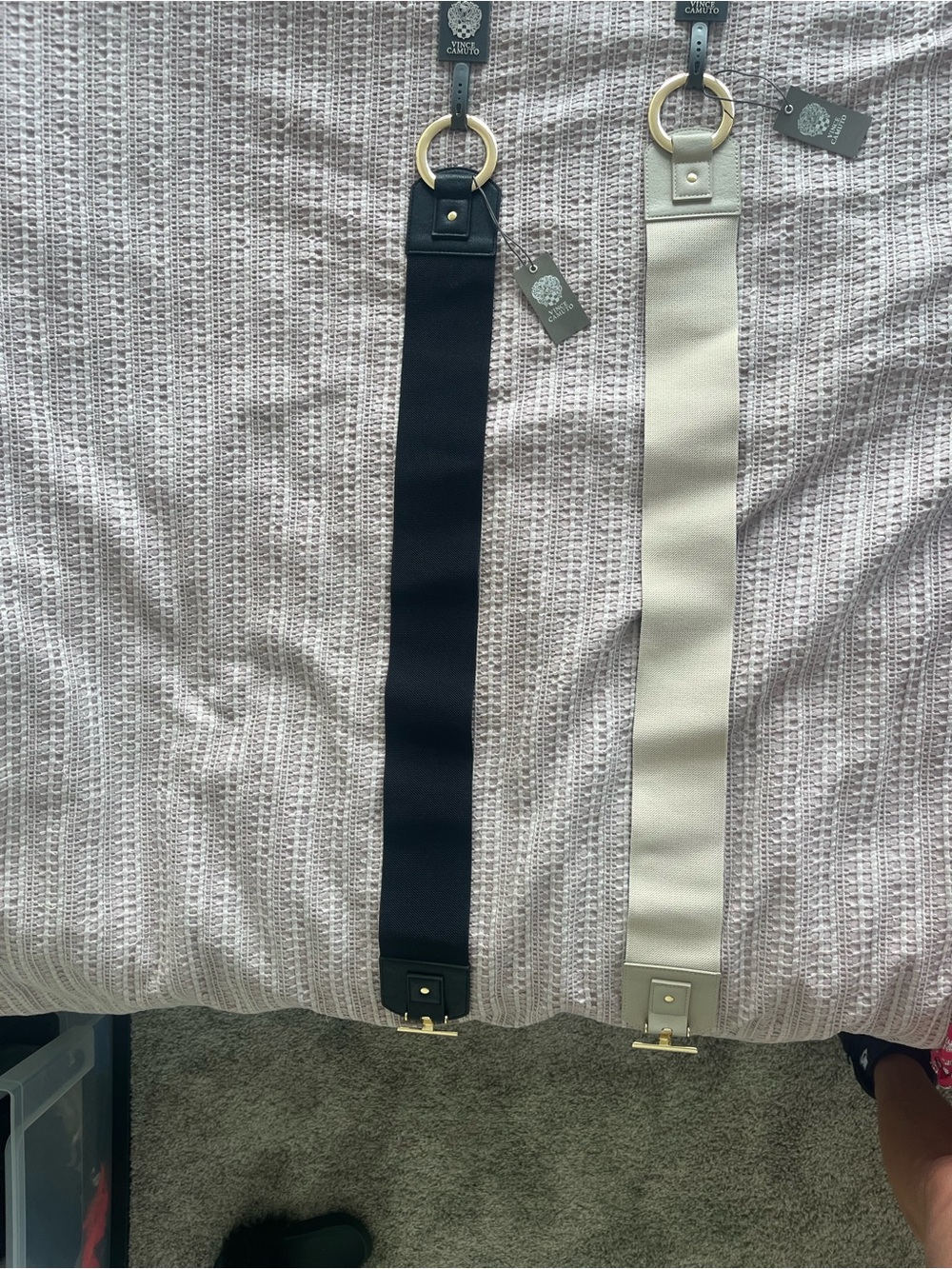 Adjustable Black and Cream Bag Straps with Gold Hardware - Vince Camuto